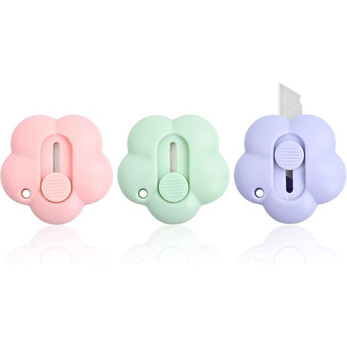 Paquet De 3 Ouvre Lettre, Ouvre Enveloppe Avec Bords Tranchants, Efficace Sre Mini Cutter Portable Rtractable Coupe Papier En Plastique Pour La Papeterie, Express Box, Papier, Artisanat (3)