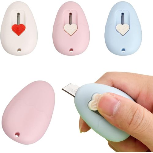 Paquet De 3 Ouvre Lettre, Ouvre Enveloppe Avec Bords Tranchants, Efficace Sre Mini Cutter Portable Rtractable Coupe Papier En Plastique Pour La Papeterie, Express Box, Papier, Artisanat (B)