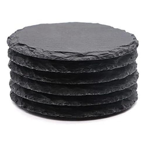 Paquet de 6 Dessous de Verre Ronds en Pierre de , Dessous de Verre en Pierre de de 4 Pouces, Dessous de Verre en Vrac avec Fond Anti-Rayures
