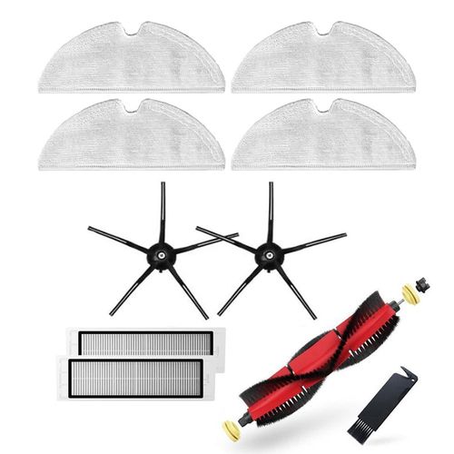 Paquet noir 4 - accessoires d'origine pour S5 Max, pour S6 S50 S6 MaxV S4 E4, brosse principale dtachable, balai de nettoyage et pices de filtre HEPA lavables