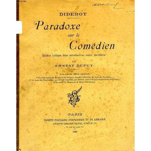 Paradoxe Sur Le Comedien   de DIDEROT