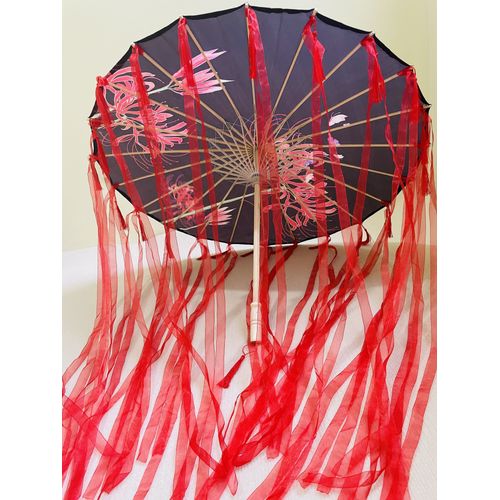 Parapluie En Papier  L'huile Ancienne De 82cm,Fleur Rouge,tanche  La Pluie,De Mariage Chinois,Cheongsam,Parasuas,Guardchuva,emsiye,Japon,Sombrilla - Type Black Red2