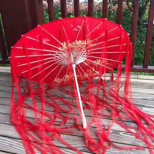 Parapluie En Papier  L'huile Ancienne De 82cm,Fleur Rouge,tanche  La Pluie,De Mariage Chinois,Cheongsam,Parasuas,Guardchuva,emsiye,Japon,Sombrilla - Type Red Gold