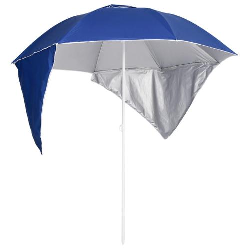 Parasol Mobilier De Jardin De Plage Avec Parois Latrales 215 Cm Bleu Helloshop26 02_0008379