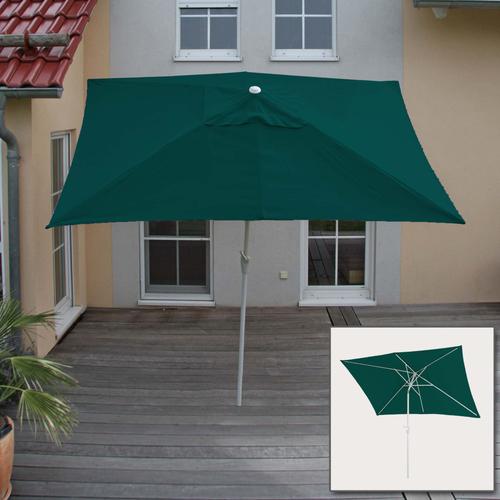 Parasol N23, Parasol De Jardin, 2x3m Rectangulaire Inclinable, Polyester/Alu 4,5kg Protection Uv 50+   Vert