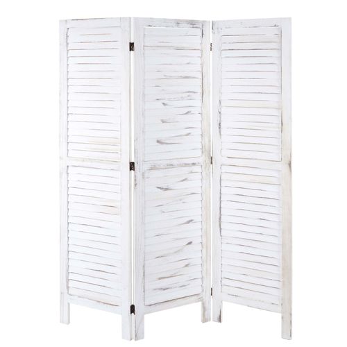 Paravent Hwc-G30, Cloison De Sparation, Pare-Vue, Brise-Vue, Style Shabby Chic, 170x120cm   Blanc