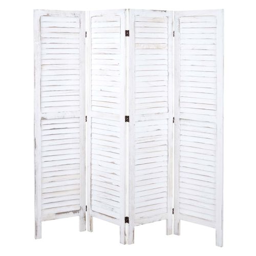 Paravent Hwc-G30, Cloison De Sparation, Pare-Vue, Brise-Vue, Style Shabby Chic, 170x160cm   Blanc
