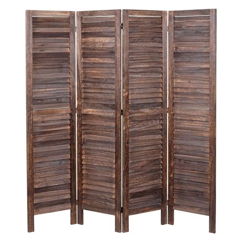Paravent Hwc-G30, Cloison De Sparation, Pare-Vue, Brise-Vue, Style Shabby Chic, 170x160cm   Marron