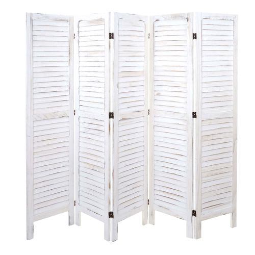 Paravent Hwc-G30, Cloison De Sparation, Pare-Vue, Brise-Vue, Style Shabby Chic, 170x200cm   Blanc