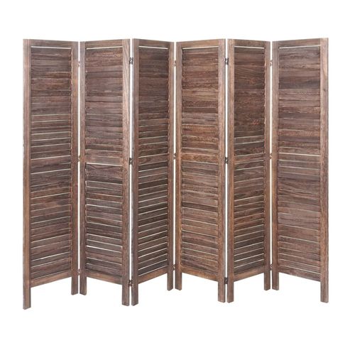 Paravent Hwc-G30, Cloison De Sparation, Pare-Vue, Brise-Vue, Style Shabby Chic, 170x240cm   Marron