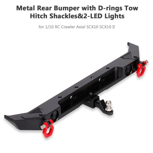 Pare-Chocs Arrire De Voiture Sur Chenilles En Mtal Rc, Avec Anneaux En D, Manilles D'Attelage Et 2 Lumires Led, Compatible Avec Axial Scx10 1/10 Axi03007, Scx10-Ll