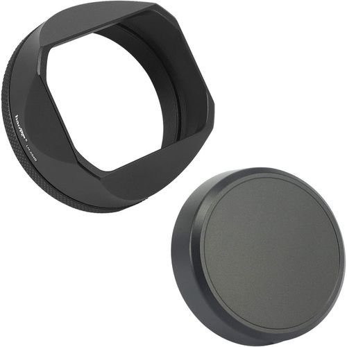 Pare-Soleil D'Objectif Carr En Mtal Pour Appareil Photo Fuji Fujifilm Finepix X100Vi X100V X100F X100 X100S X100T X70 Noir Lh-X54B + Cap-X54B Avec Capuchon Et Bague D'Adaptation [GOP6255031]