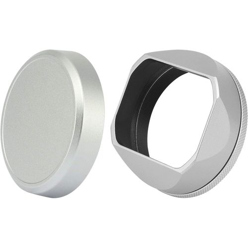 Pare-Soleil D'Objectif Carr En Mtal Pour Fuji Fujifilm Finepix X100Vi X100V X100F X100 X100S X100T X70 Accessoires D'Appareil Photo Argent Avec Capuchon Et Bague D'Adaptation De[GOP6252757]