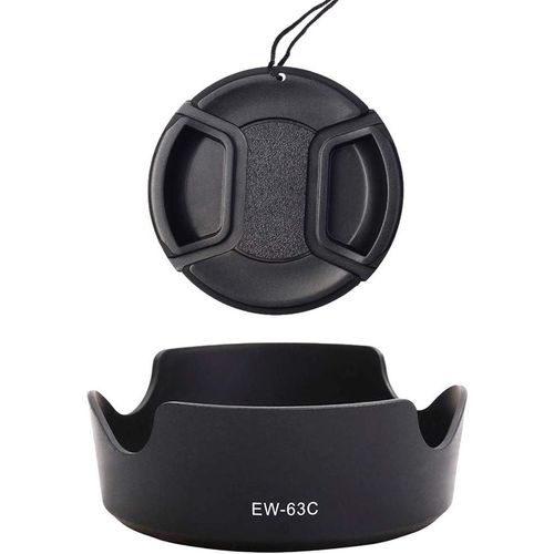 Pare-soleil EW-63C et bouchon d'objectif 58 mm pour objectif Canon EF-S 18-55 mm f/3.5-5.6,objectif EF-S 18-55 mm f/4-5.6 sur appareil photo T8i T7i 90D 80D 77D