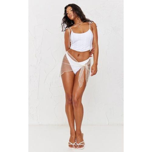 Paro De Plage En Mesh Blanc  Perles, 38