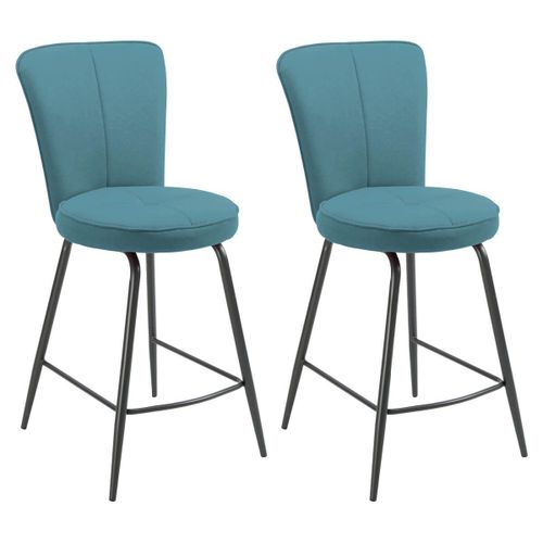 Paril - Lot De 2 Tabourets De Bar Matelasss Bleus