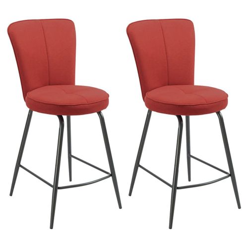 Paril - Lot De 2 Tabourets De Bar Matelasss Rouges