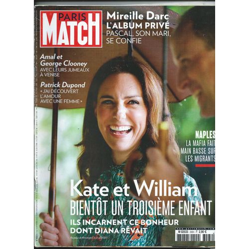 Paris Match 07/09/2017 Kate Et William, Orham Pamuk, William Leymergie, Bartabas, Laurent Voulzy, Calogero,  Jay-Z Et Beyonc, Mireille Darc, Patrick Dupond, Kenzo Takada, Anggun