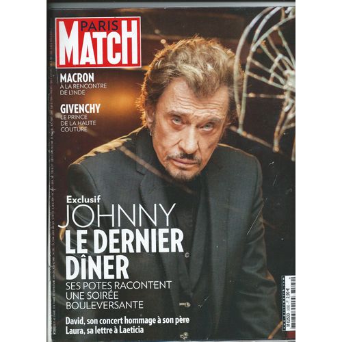 Paris Match 15/03/2018 Johnny Hallyday, Jol Dicker, Paul Auster, Adamo, Franck Dubosc, Sharon Stone, Joey Starr, Madonna, Hubert De Givenchy,  Romane Serda /Renaud, Yves Saint Laurent, Caroline Loeb