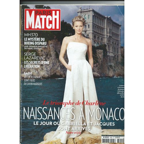 Paris Match 18/12/2014 Charlne De Monaco, Jim Carrey, Damien Chazelle, Benjamin Biolay, Yadegar Asisi, Joni Mitchell, Fanny Ardant, Fauve Hautot, Lapo Elkann, Amy Purdy, Shy'm