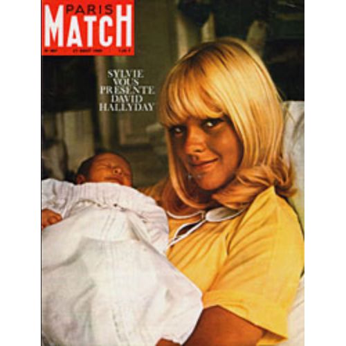Paris Match N 907 : La Naissance De David, Fils De Sylvie Vartan Et Johnny Hallyday (Couv?+6p), Cary Grant Papa (4p) Les Prisonniers Du Dru (8p), Marielle Goitschel (4p) - 27 Aot 1966
