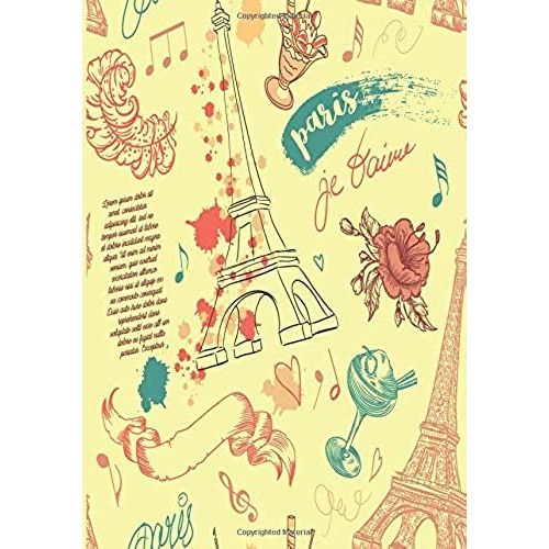 Paris: Paris Book, B5 Dotted Notebook, 7x10 Dot Grid Journal, Travelers Notebook, Diary, Planner 120 Pages, V.11   de Amara  Format Broch 