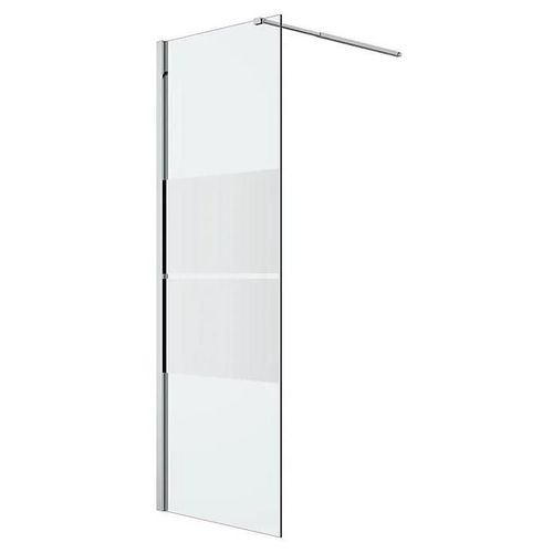 Paroi De Douche  L'italienne Fixe L.70 X H.195 Cm, Bandes Miroir, Profils Alu Chrome, Goodhome Ledava