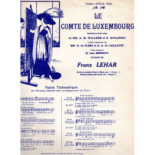 Partition Ancienne - N 5 Valse Chantee Bonheur N'est Ce Pas Toi - Piano Et Chant - Annee 1912 - Theatre Apollo Paris - Le Comte De Luxembourg - Operette En 3 Actes - Musique De Franz Lehar