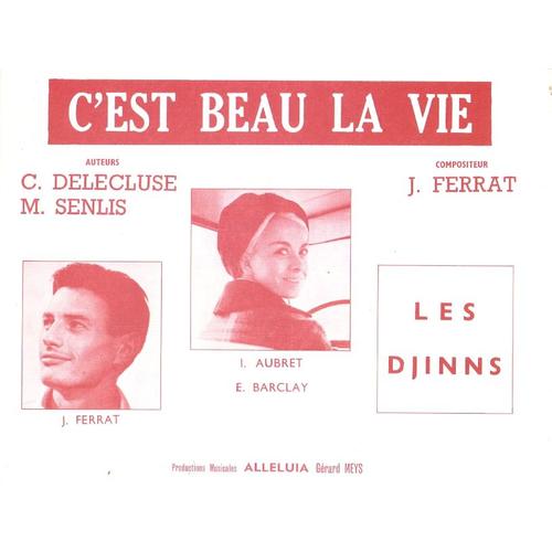Partition Jean Ferrat - Isabelle Aubret - Les Djinns C'est Beau La Vie ( Couleur Rouge )