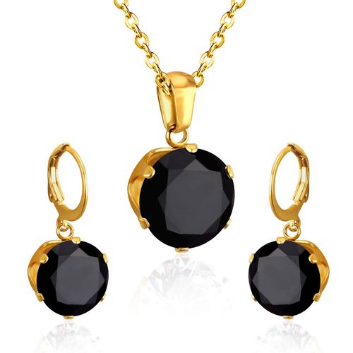 Parure De Bijoux De Luxe En Acier, Ensemble De Bijoux Dlicats, Breloque, Blanc/Noir/Bleu/Bleu Fonc/Rose, Pendentif En Cristal, Collier, Boucles D'oreilles De Mariage
