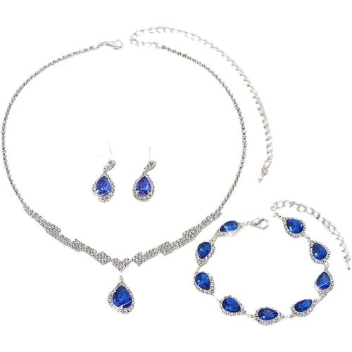 Parure De Bijoux De Mariage Avec Strass Scintillants Et Pendentif Plaqu Argent Collier Boucles D'oreilles Bracelet Ensembles De Mariage Pour Femmes.[Y256]