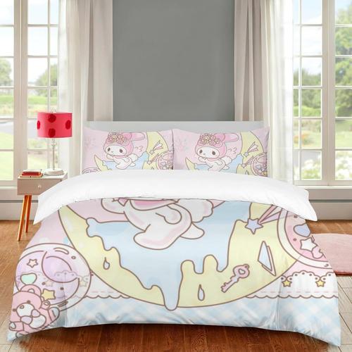 Parure De Lit 3 PiCes Avec Housse De Couette Et 2 Taies D'oreiller - 1 Housse De Couette 228 X 172 Cm Et 2 Taies D'oreiller - My Bunny Melody Merch Gifts