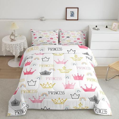 Parure De Lit Avec Couronne Arc-En-Ciel, Ensemble De Literie Avec Couette De Princesse, Pour Enfants, Gar?Ons Et Filles