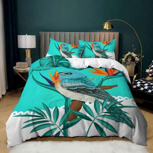 Parure De Lit Avec Housse De Couette Et 1/2 Taie D'oreiller, ThMe Style Fleurs Et Oiseaux, Housse De Couette Douce Et Confortable, Design De Style Personnel