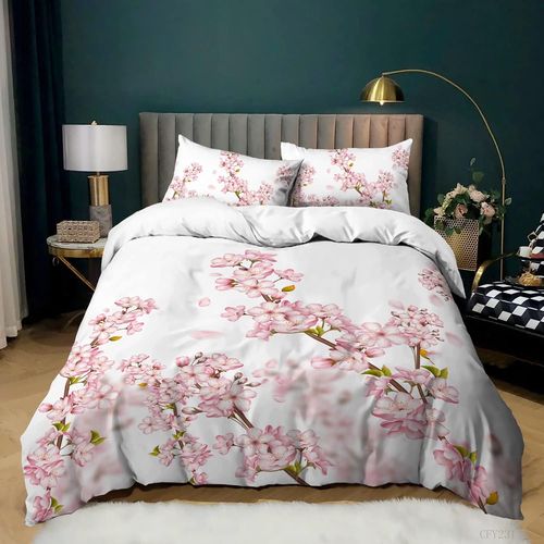 Parure De Lit Avec Housse De Couette Sur Le ThMe Des Fleurs De Prunier, Douce Et Lisse Avec 2 Taies D'oreiller En Polyester Doux, LGRe, Douce Au Toucher, Au Toucher