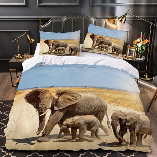 Parure De Lit Double En Forme D'LPhant,Ensemble De Housse De Couette,Ultra Doux,Avec 2 Taies D'oreiller