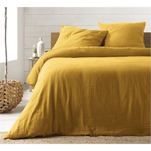 Parure De Lit En Gaze De Coton 240x260cm - Plusieurs Coloris - Jaune | Homeflair