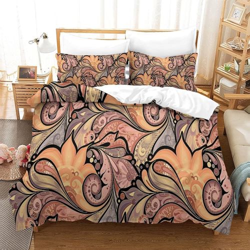 Parure De Lit Ethnique Exotique 3d, Facile D'entretien, Housse De Couette En Microfibre Et 2 Taies D'oreiller Avec Fermeture Eclair, Pour Enfants Et Adultes