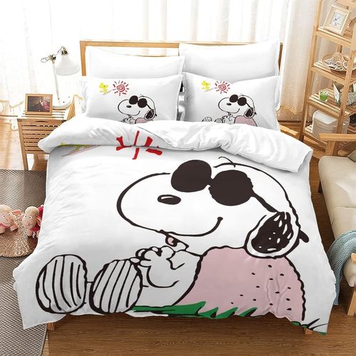 Parure De Lit Snoopy Avec Housse De Couette  Motif En Microfibre Douce Avec Taie D'oreiller Douce AdaptE Pour Les Enfants Et Les Adultes