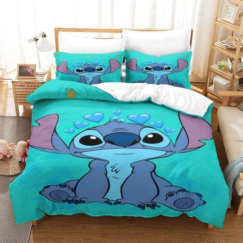 Parure De Lit Stitch En Microfibre Douce, Housse De Couette Avec Taies D'oreiller, Parure De Lit Lilo & Stitch