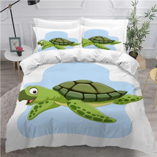 Parure De Lit Tortue De Mer Personnes Xcm Adultes Enfants Housse De Couette Animaux De Dessin