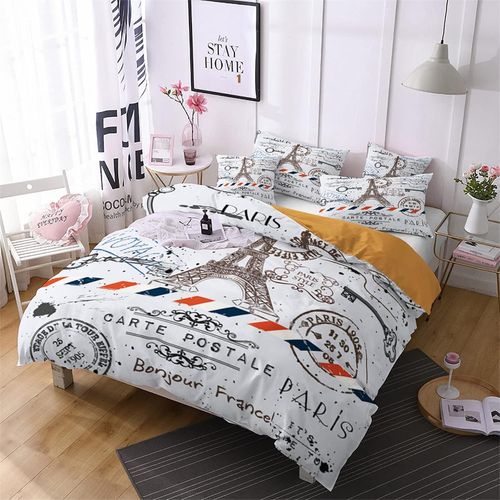 Parure De Lit Tour Eiffel Paris Housse De Couette X Cm Impression D Polyester-Coton Housse De Couette X Fille Avec Taies D'oreiller X Cm