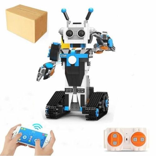 Pas de bote de couleur bleue - Bloc de construction  assembler, programmation de Robot RC intelligent, double mode, commande vocale, capteur de gravit, contrle par application, cadeau pour enfants