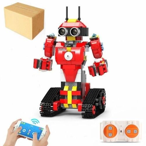 Pas de bote de couleur rouge - Bloc de construction  assembler, programmation de Robot RC intelligent, double mode, commande vocale, capteur de gravit, contrle par application, cadeau pour enfants