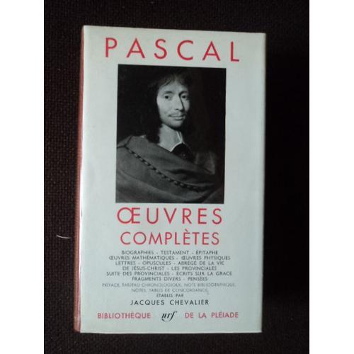 Pascal Oeuvres Completes Pleiade 1957   de PASCAL  Format Broch 