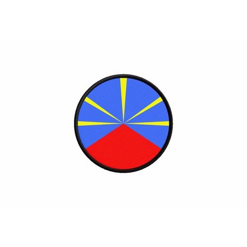Patch Ecusson Drapeau Ile De La Reunion Imprime Thermocollant Rond Cocarde