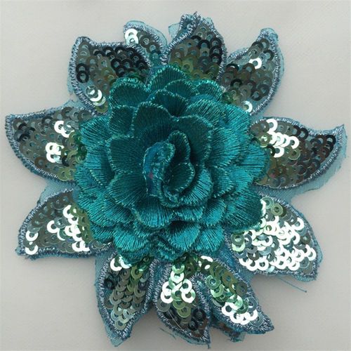 Patchs De Dentelle  Coudre En 3d Avec Des Appliques De Paillettes,Broderie De Fleurs,Bricolage,Robe De Marie,Vtements De Poupe,Dcor,Fournitures De Couture,8cm,1-6 Pic - Type N061 Green-2piece