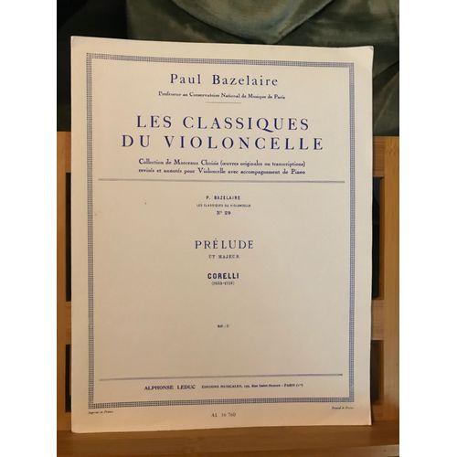 Paul Bazelaire Corelli Prlude Ut Partition Violoncelle Et Piano ditions Leduc