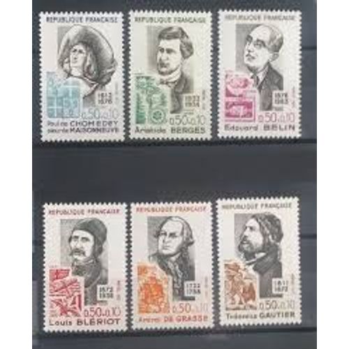 Paul Chomedy, Aristide Bergs, Edouard Belin, Louis Blriot, Amiral De Grasse, Thophile Gauthier 2 Sries Compltes Anne 1972 N 1706 1707 1708 1709 1727 1728 Yvert Et Et Tellier Luxe