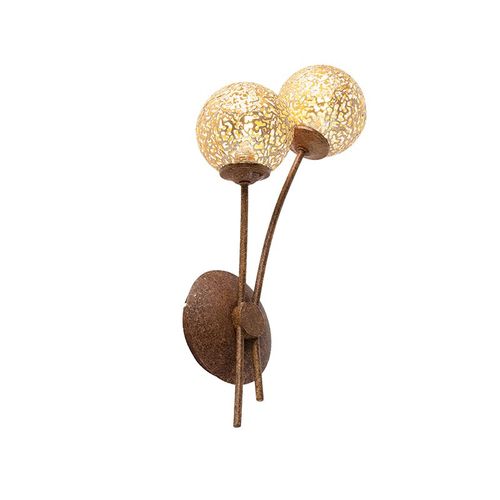 Paul Neuhaus Rustique Applique Murale Marron Rustique Avec Interrupteur 2 Lumires - Crte Mtal Brun Rouille Autres / Luminaire / Lumiere / clairage / Intrieur / Salon / Cuisine G9 Max. 2 X 40 Watt